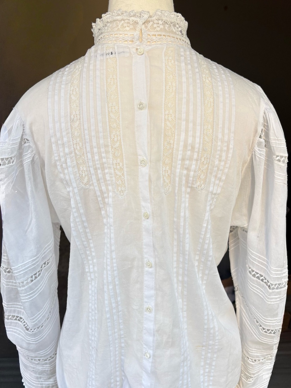 Dôen Lace Amaya Blouse Ivory Cotton Crochet Cutout High Neck Long Sleeve M - Picture 7 of 12